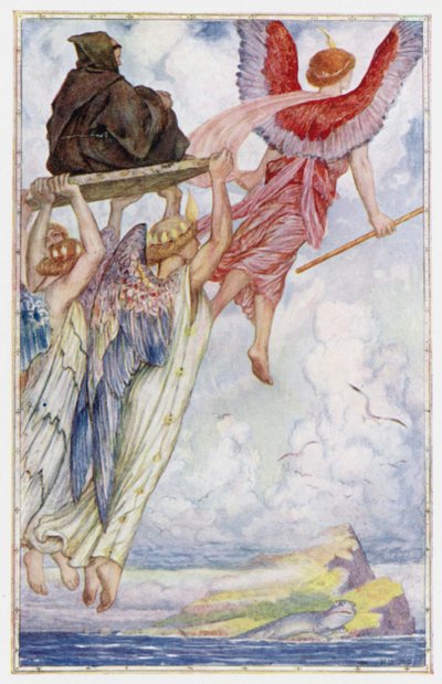 Raphael and the Angels Carry St Senan to the Island by Henry Justice Ford